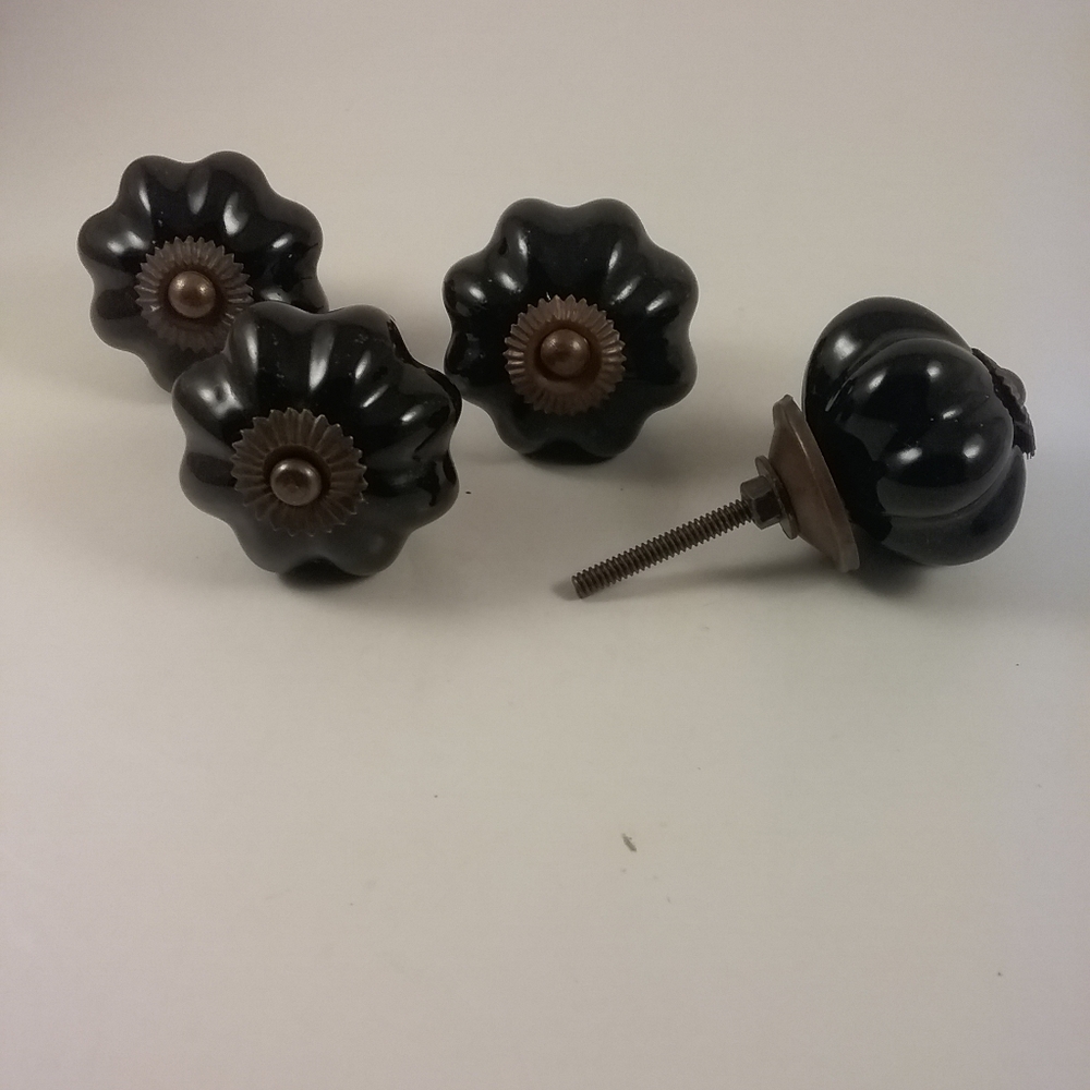 Black Bronze Metal Cabinet Drawer Ceramic Knobs - Picture 2 of 5